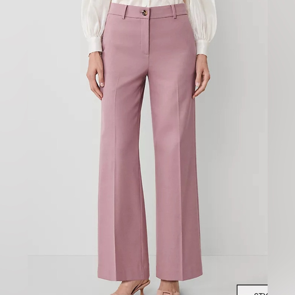 NWT Ann Taylor, size 4, perfect wide leg pant in flannel, orchid rose, 2024